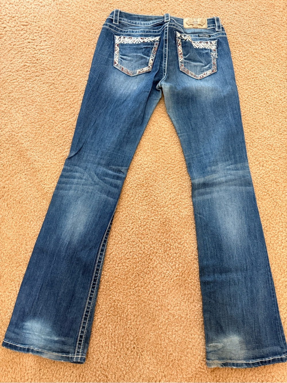 Miss Me Blue Flared Embellished Pocket Jeans